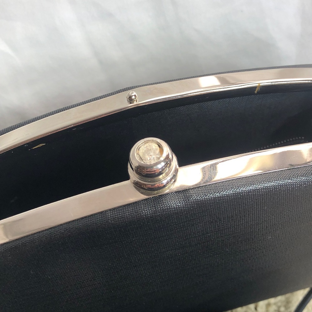 Classic Black Hard Bodied Evening Bag With Silver-Tone  Hardware - Picture 10 of 14